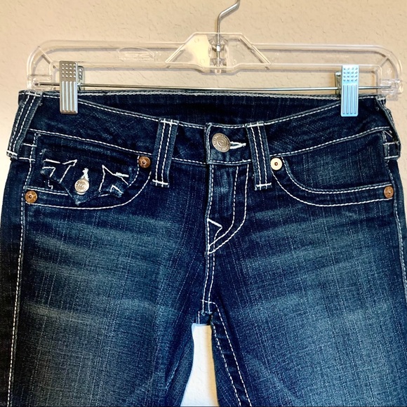 Dark Wash Contrast Stitching True Religion Jeans - Picture 7 of 12